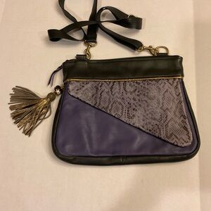 Leather KC Purple and Black Crossbody Bag